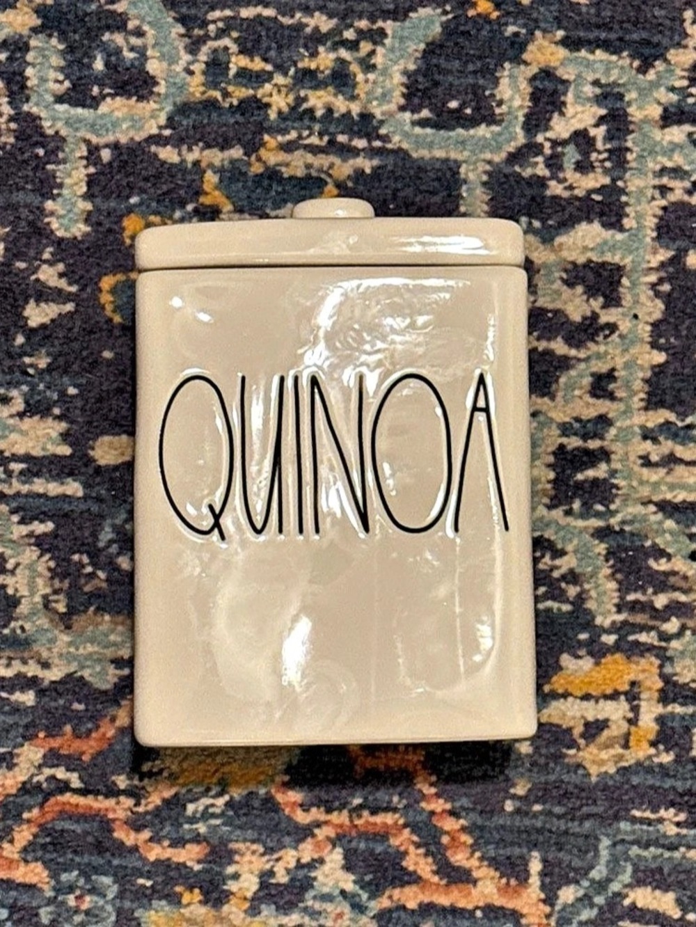 Rae Dunn Quinoa Square Canister Ceramic Kitchen Canister